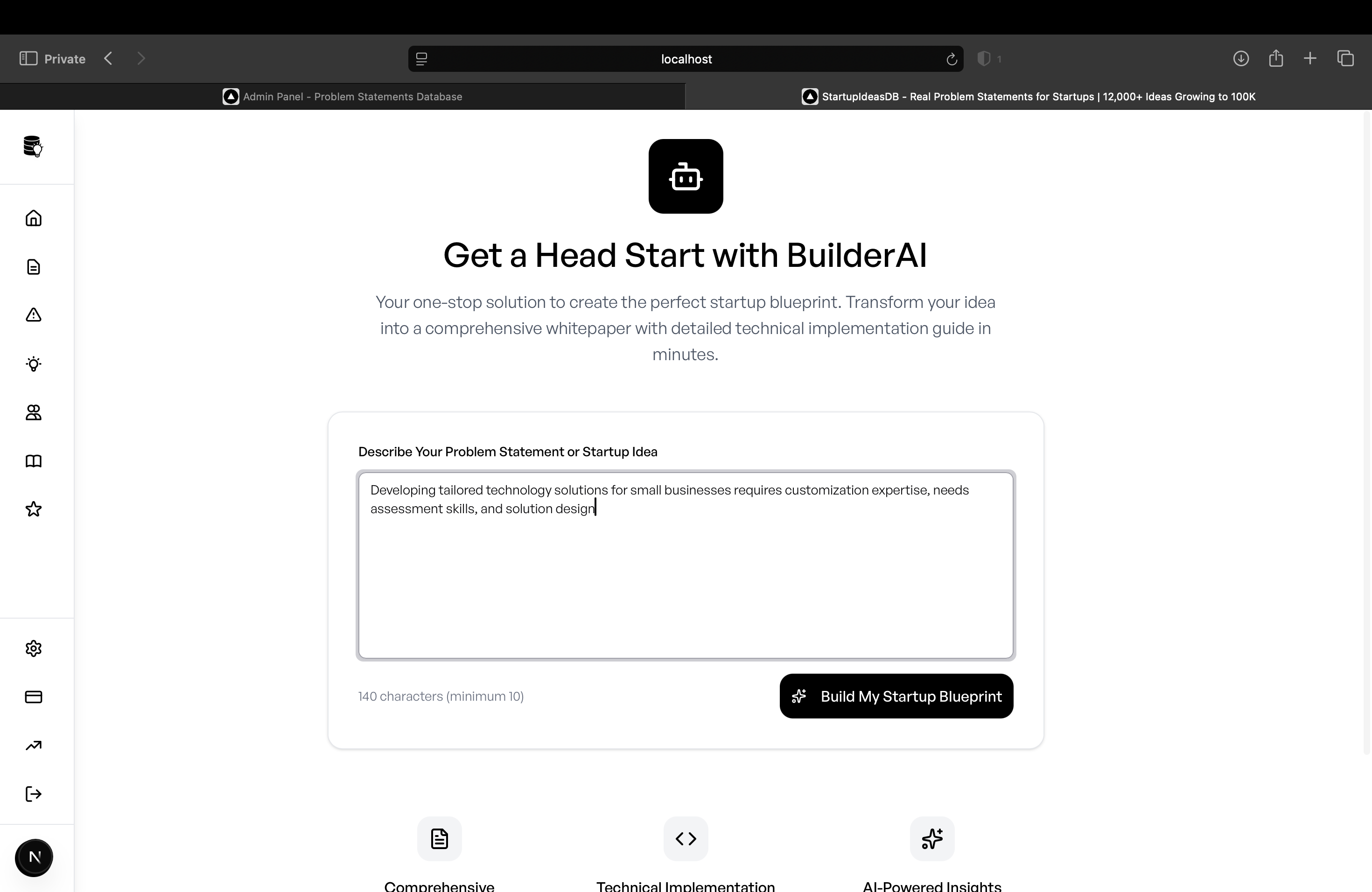 BuilderAI Enter Prompt Interface