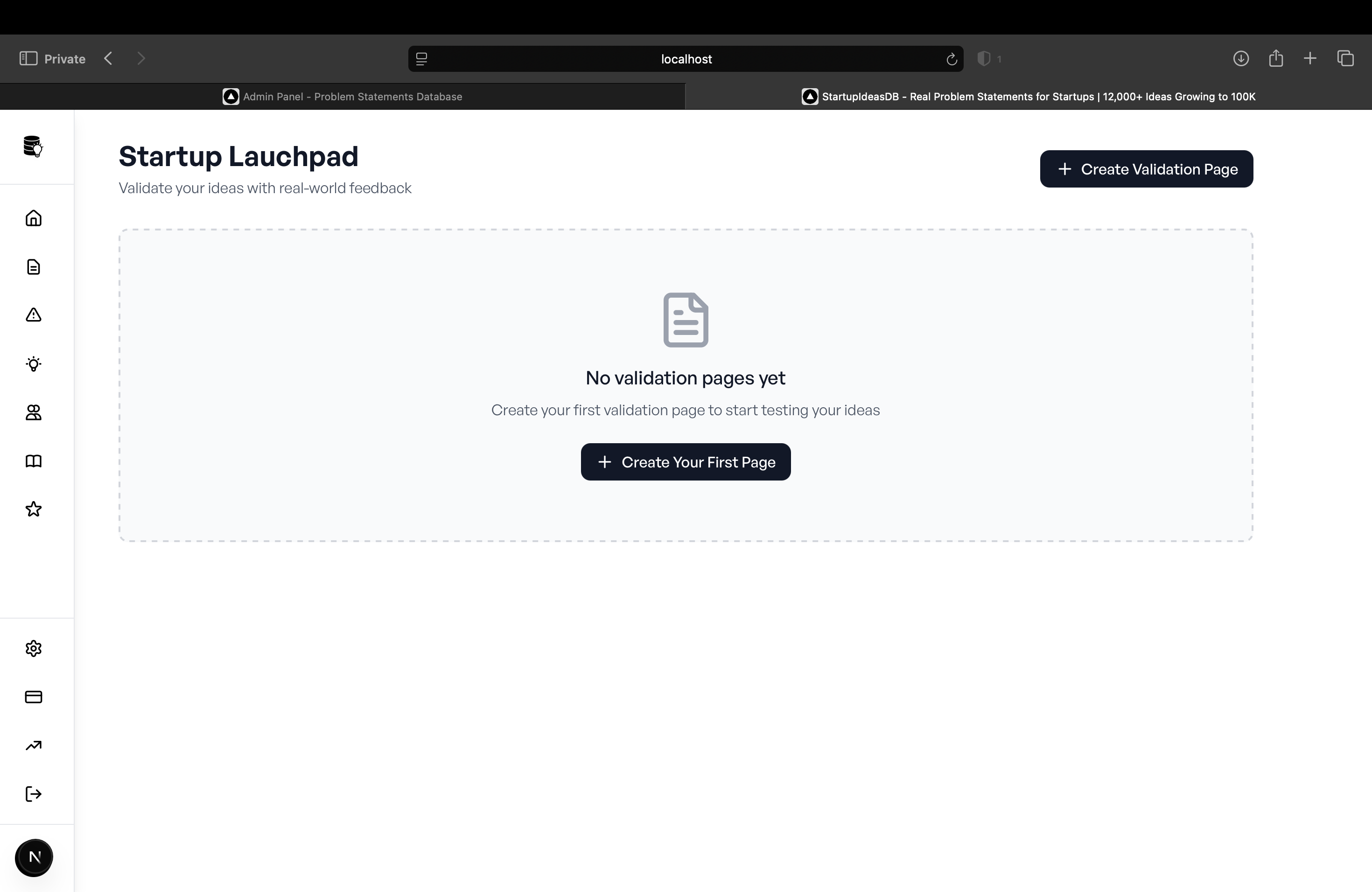 Startup Launchpad Main Interface