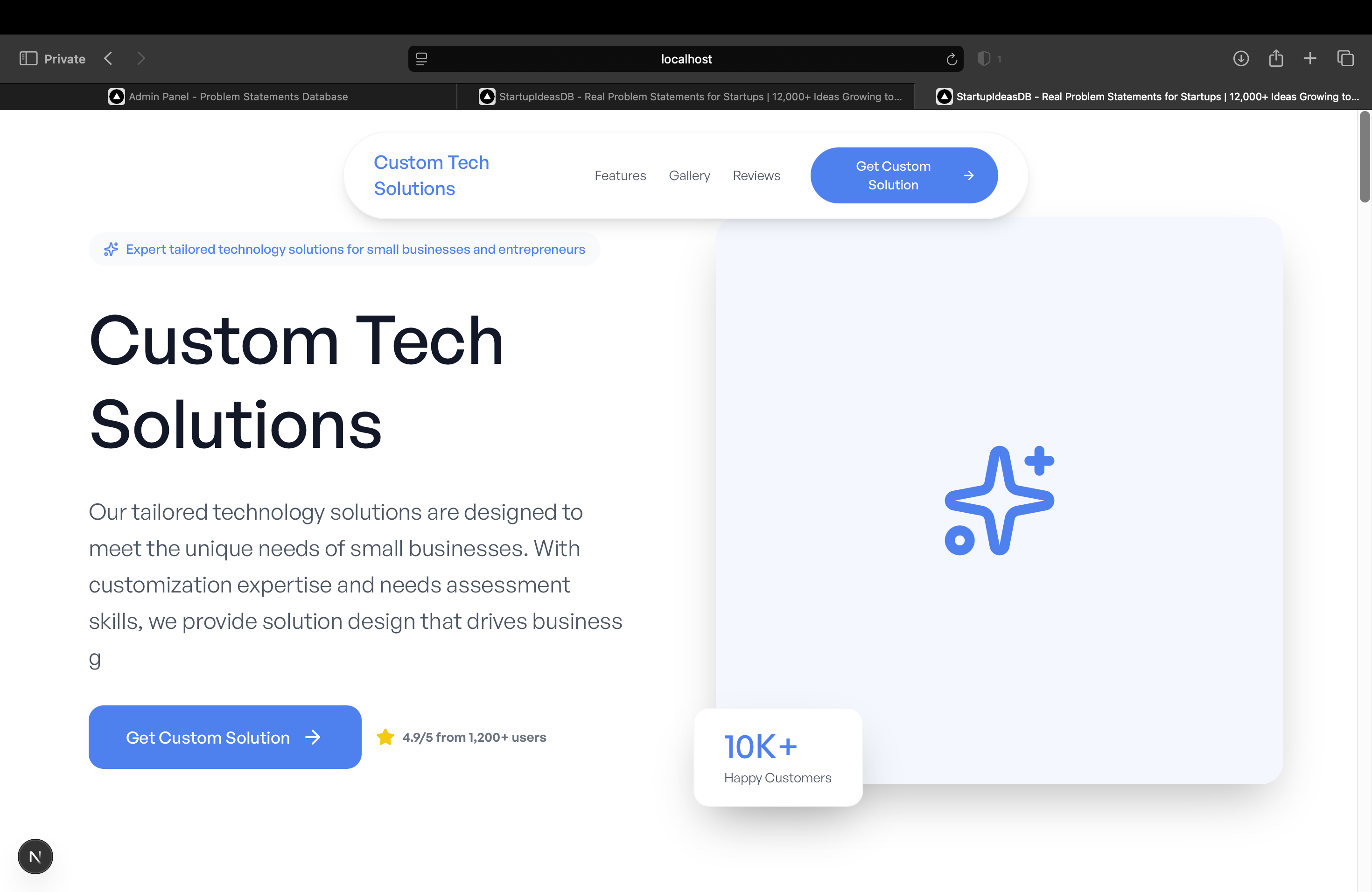 Startup Launchpad Template Selection